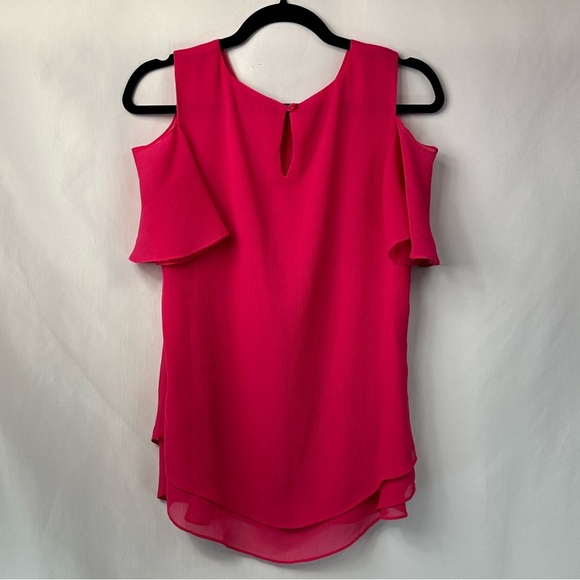 Roz & Ali Vibrant Pink Cold Shoulder Blouse - Picture 2 of 6